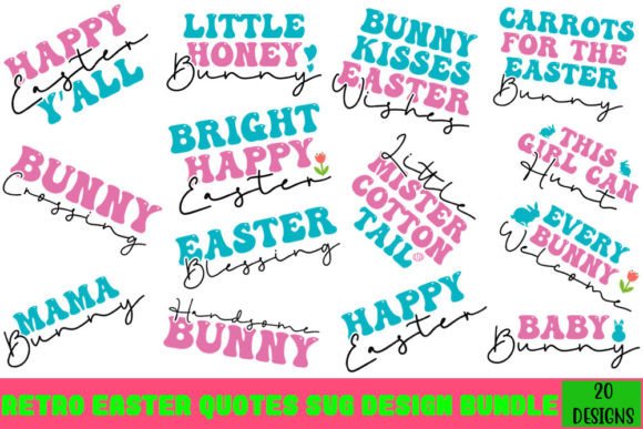 Download Retro Easter Quotes Svg Design Bundle - Svg design Collection