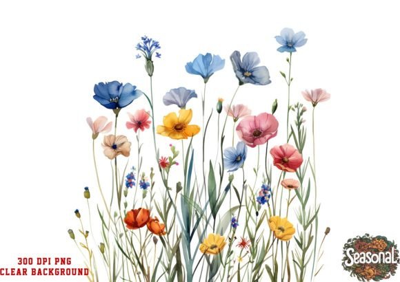 Download Wildflower Meadow Watercolor Clipart - Watercolor clipart Collection