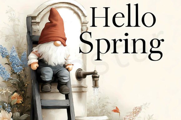 Download Floral Spring Design with Cute Gnome - Floral spring design Collection