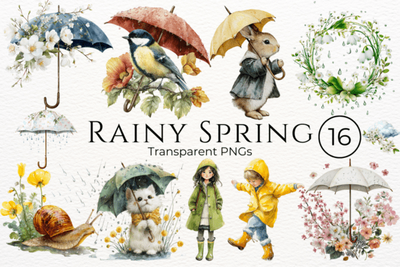 Download Rainy Spring Watercolor Clipart - Watercolor clipart Collection