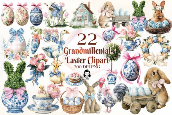 Download Grandmillenial Easter Watercolor Clipart - Watercolor clipart Collection