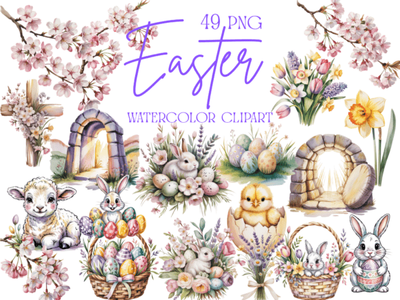 Download Easter Watercolor Clipart Bundle - Watercolor clipart Collection